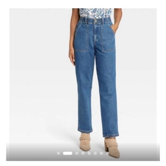 🆕👖Knox Rose Straight Leg High Rise Relaxed Elastic Jeans - Picture 2 of 5